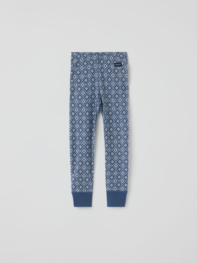 Polarn O. Pyret Blue Long Johns Merino Jacquard Thermal - Image 1 of 2