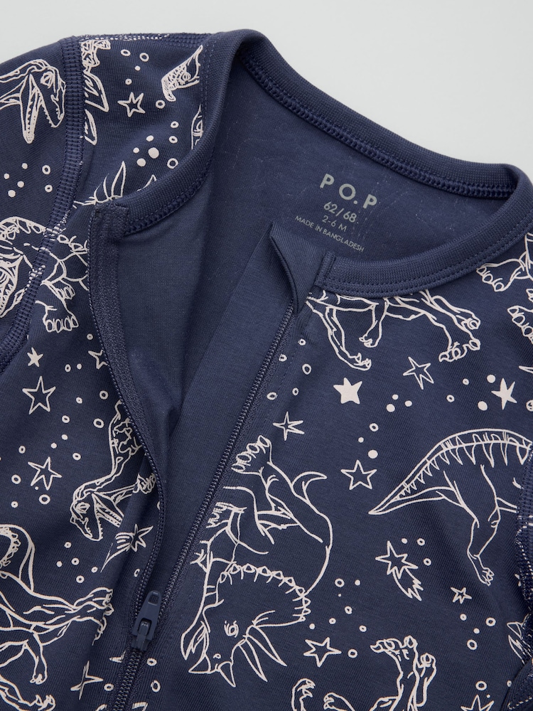 Polarn O. Pyret Blue Overall Dinosaurs Pyjamas - Image 2 of 4 Polarn O. Pyret Blue Overall Dinosaurs Pyjamas - Image 2 of 4