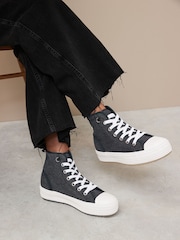 Black Forever Comfort® Chunky High Top Baseball Trainers - Image 1 of 7