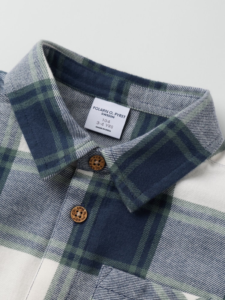 Polarn O. Pyret White Long-Sleeved Check Shirt - Image 2 of 3