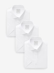 Белый - Обычный крой - Easy Care Short Sleeve Smart Shirts 3 Pack - Изображение 1 из 4