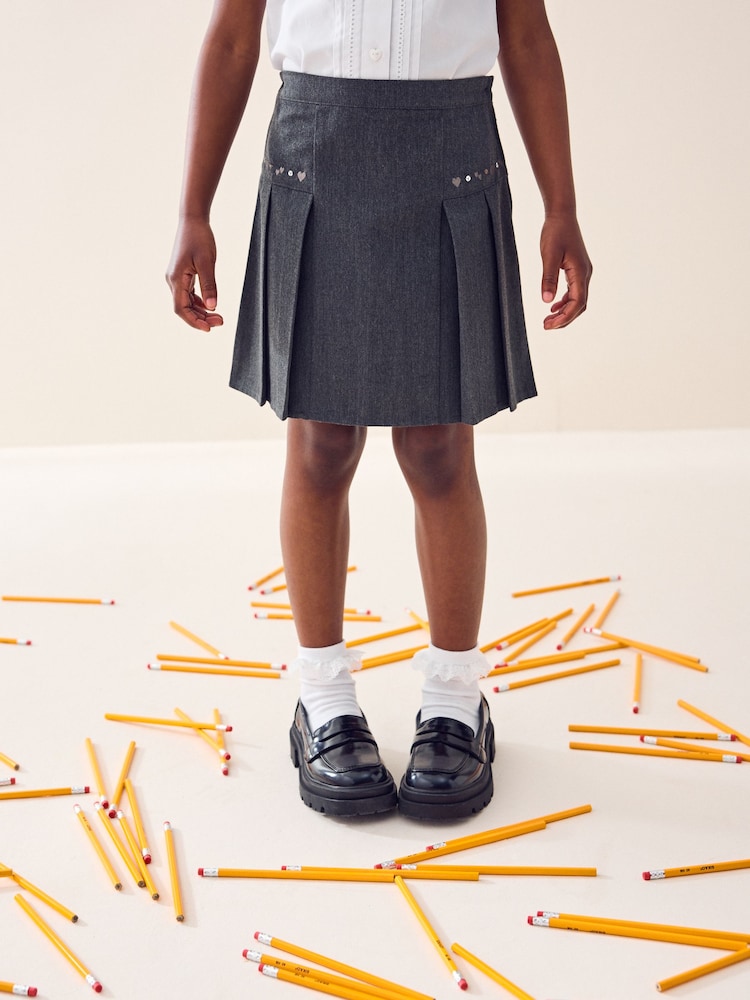 Grey Embroidered Pleated School Skirt (3-16yrs) - Image 1 of 6