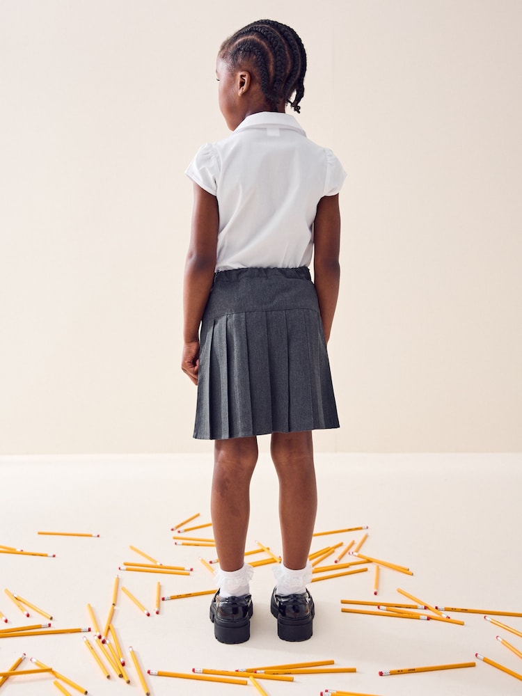 Grey Embroidered Pleated School Skirt (3-16yrs) - Image 5 of 6
