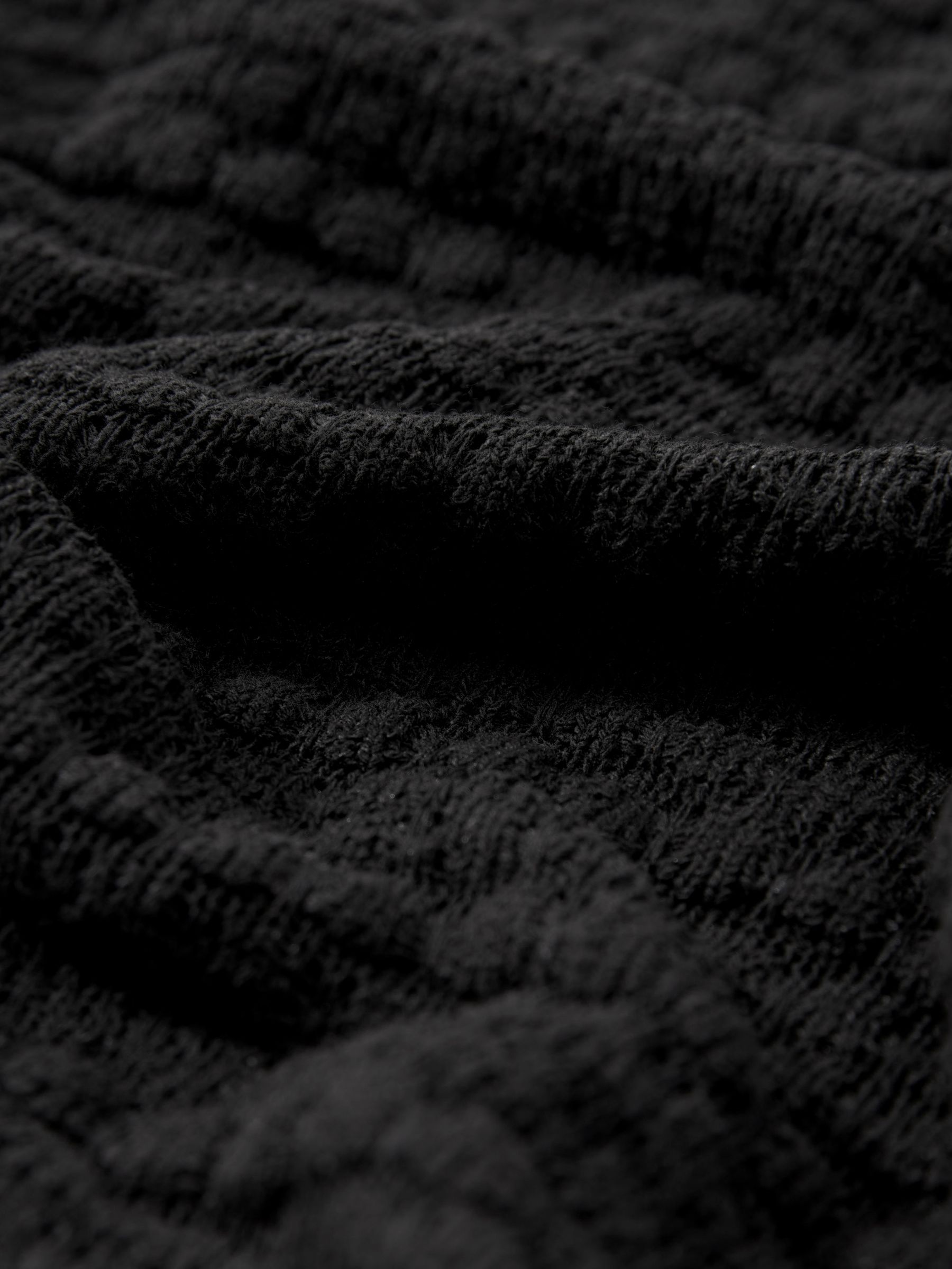 Black Crochet Texture Flute Long Sleeve Jumper Top - Image 6 of 6