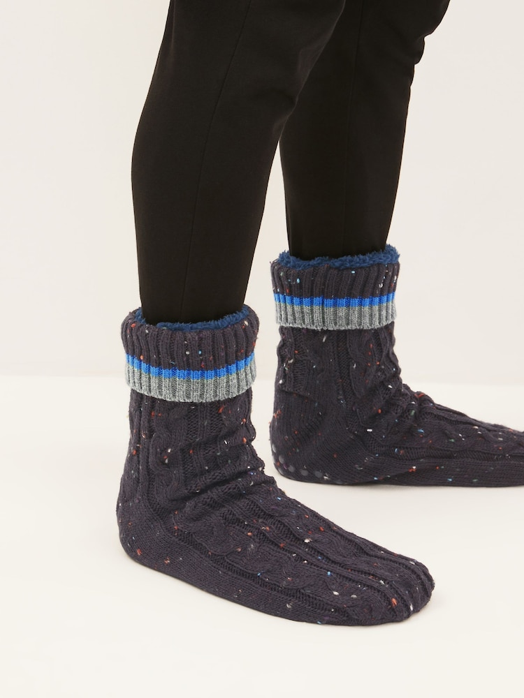 Navy Blue Colour Pop Slippers Socks Boots - Image 1 of 3 Navy Blue Colour Pop Slippers Socks Boots - Image 1 of 3