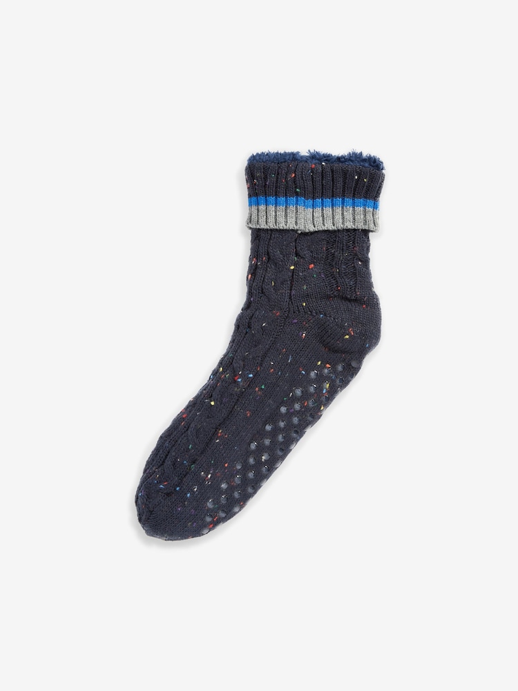 Navy Blue Colour Pop Slippers Socks Boots - Image 2 of 3