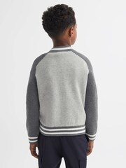 Reiss Soft Grey Belsize 9-13 yrs Cotton Blend Varsity Bomber Jacket - Image 5 of 6
