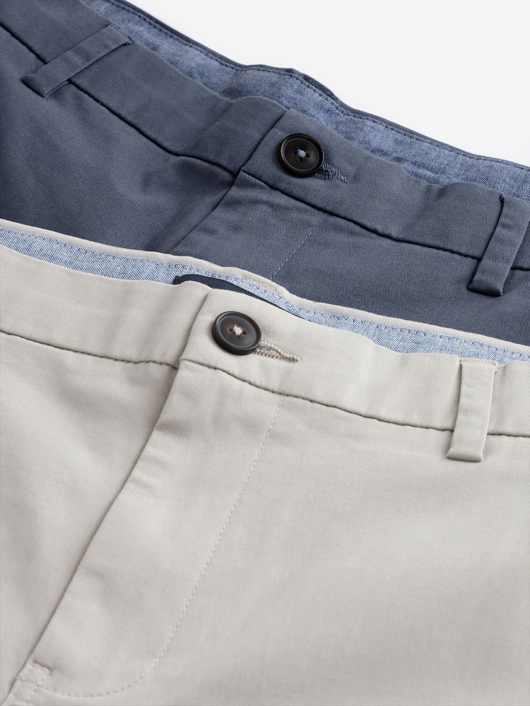 Blue/Bone Slim Fit Stretch Chinos Shorts 2 Pack - Image 14 of 14