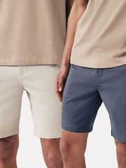 Blue/Bone Slim Fit Stretch Chinos Shorts 2 Pack - Image 2 of 14
