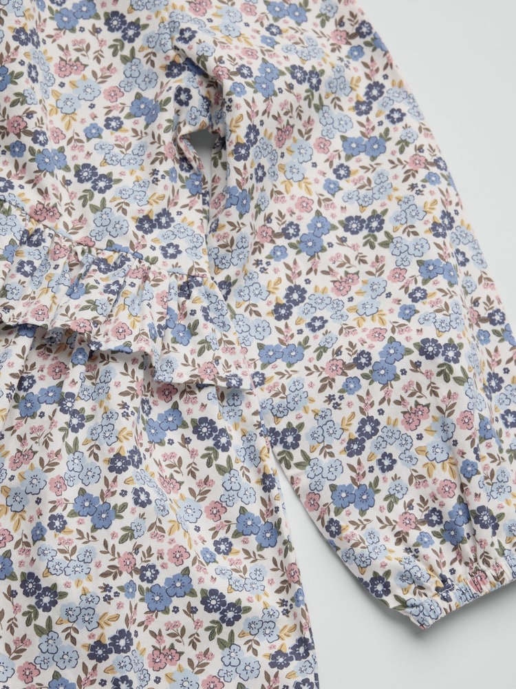 Polarn O. Pyret White Long-Sleeved Floral Dress - Image 3 of 3 Polarn O. Pyret White Long-Sleeved Floral Dress - Image 3 of 3