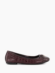Dune London Red Standard Fit Hallo Charm Trim Leather Ballet Shoes - Image 1 of 4