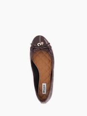 Dune London Red Standard Fit Hallo Charm Trim Leather Ballet Shoes - Image 4 of 4