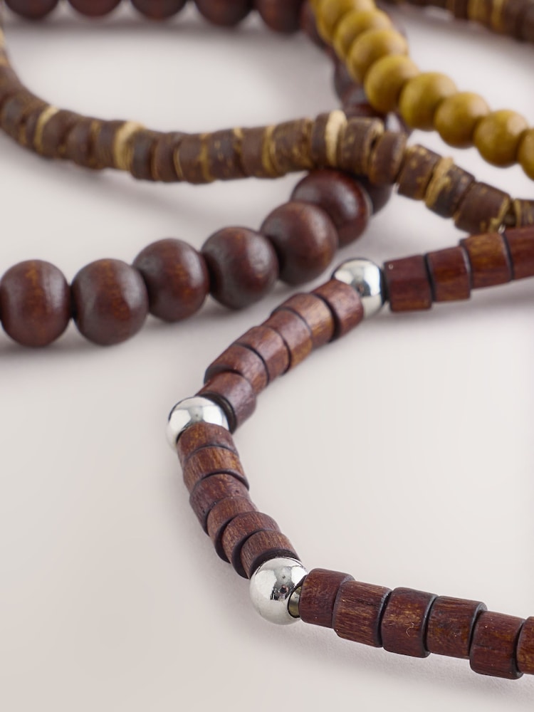 Brown Wooden Bracelet Multipack - Image 2 of 3 Brown Wooden Bracelet Multipack - Image 2 of 3