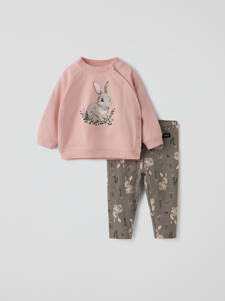 Polarn O. Pyret Pink Matching Set With Top And Leggings - Image 1 of 3 Polarn O. Pyret Pink Matching Set With Top And Leggings - Image 1 of 3