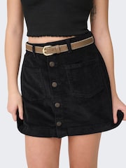 ONLY Black Corudroy Button Through Short Skirt - Image 1 of 5