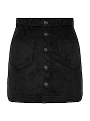 ONLY Black Corudroy Button Through Short Skirt - Image 4 of 5