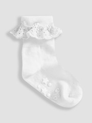 JoJo Maman Bébé White 3-Pack Frilly Socks - Image 2 of 2