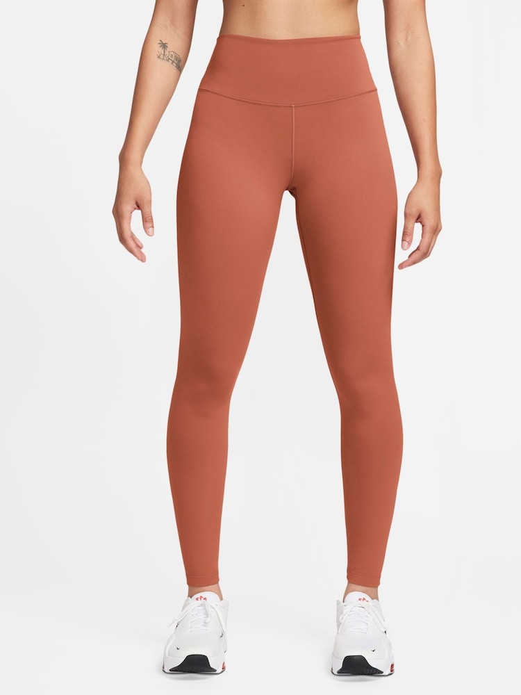 Nike Orange Dri-FIT One High Waisted Leggings - Image 1 of 3 Nike Orange Dri-FIT One High Waisted Leggings - Image 1 of 3
