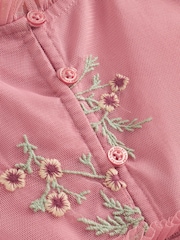 Laura Ashley Pink Embroidered Mesh Dress - Image 7 of 8