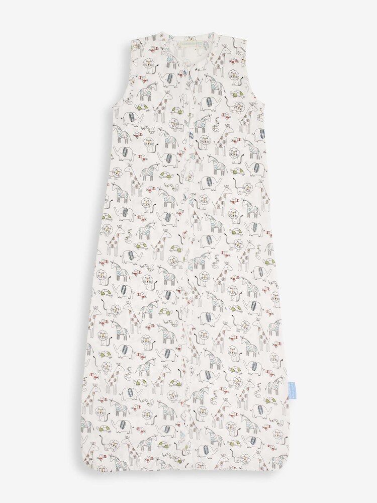 JoJo Maman Bébé White Safari Print 1 Tog Toddler Sheet Sleeping Bag - Image 1 of 2