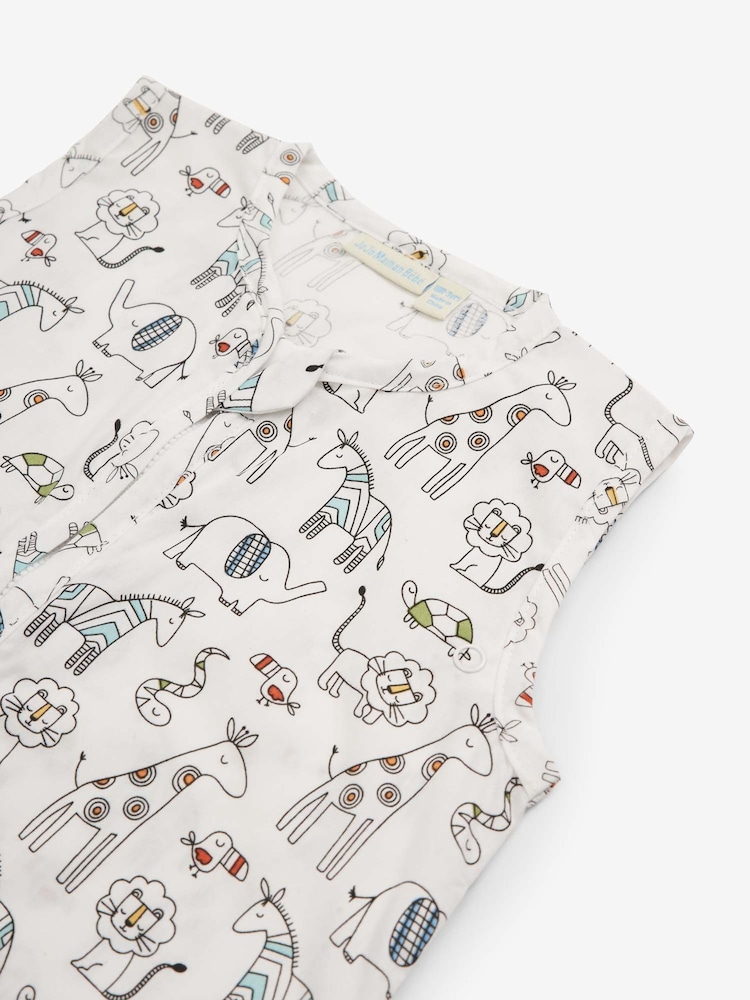JoJo Maman Bébé White Safari Print 1 Tog Toddler Sheet Sleeping Bag - Image 2 of 2