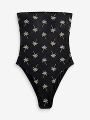 Never Fully Dressed Black Palm Bandeau Embroidered Swimsuit - Image 4 of 4