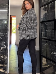 Girl In Mind Black Check Edith Boucle Military Button Blazer - Image 2 of 4
