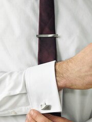 Silver Tone Diamante Cufflink And Tie Clip Set - Image 1 of 6