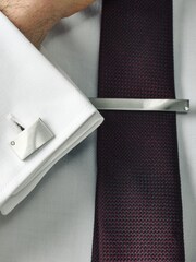 Silver Tone Diamante Cufflink And Tie Clip Set - Image 2 of 6