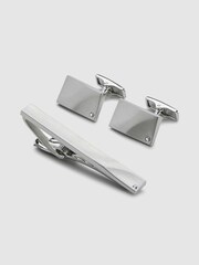 Silver Tone Diamante Cufflink And Tie Clip Set - Image 4 of 6