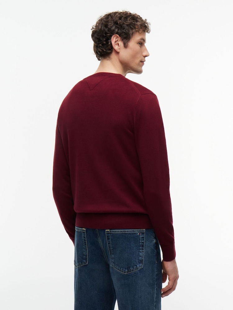 Tommy Hilfiger Burgundy Red Crew Neck Jumper With Cashmere - Image 2 of 6