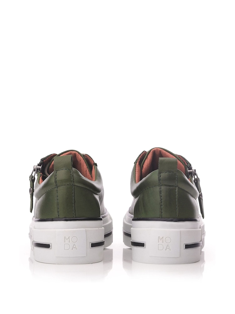 Moda In Pelle FILICIAN CHUNKY LEATHER TRAINER WITH ZIP AND LACE-UP CLOSURE - Image 3 of 4