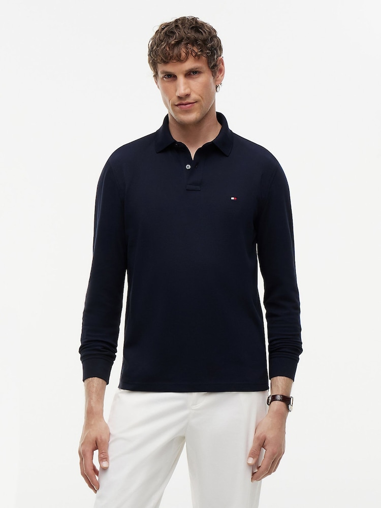 Tommy Hilfiger Sky Blue 1985 Regular Fit Long Sleeve Polo Shirt - Image 1 of 7 Tommy Hilfiger Sky Blue 1985 Regular Fit Long Sleeve Polo Shirt - Image 1 of 7