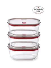 Black & Blum Set of 3 GreyRed 1200ml Glass Stack and Nest Food Storage Boxes - Image 1 of 6