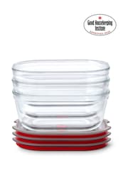 Black & Blum Set of 3 GreyRed 1200ml Glass Stack and Nest Food Storage Boxes - Image 3 of 6