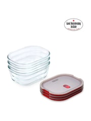 Black & Blum Set of 3 GreyRed 1200ml Glass Stack and Nest Food Storage Boxes - Image 5 of 6
