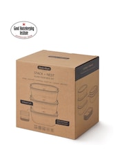Black & Blum Set of 3 GreyRed 1200ml Glass Stack and Nest Food Storage Boxes - Image 6 of 6