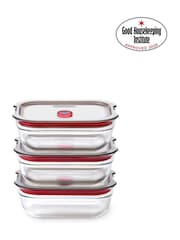 Black & Blum Set of 3 GreyRed 380ml Glass Stack and Nest Food Storage Boxes - Image 1 of 6