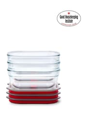 Black & Blum Set of 3 GreyRed 380ml Glass Stack and Nest Food Storage Boxes - Image 2 of 6