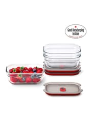 Black & Blum Set of 3 GreyRed 380ml Glass Stack and Nest Food Storage Boxes - Image 3 of 6