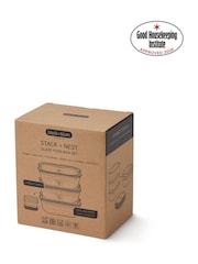 Black & Blum Set of 3 GreyRed 380ml Glass Stack and Nest Food Storage Boxes - Image 5 of 6