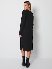 Threadbare Black V-Neck Knitted Midi Dress - Image 2 of 3