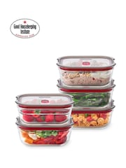 Black & Blum GreyRed Set of 5 600ml Glass Stack and Nest Food Storage Boxes - Image 2 of 6