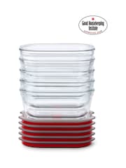 Black & Blum GreyRed Set of 5 600ml Glass Stack and Nest Food Storage Boxes - Image 3 of 6