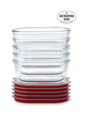 Black & Blum Set of 5 Grey Red 900ml Glass Stack and Nest Food Storage Boxes - Image 4 of 6