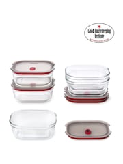Black & Blum Set of 5 Grey Red 900ml Glass Stack and Nest Food Storage Boxes - Image 5 of 6
