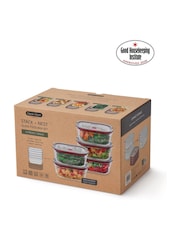 Black & Blum Set of 5 Grey Red 900ml Glass Stack and Nest Food Storage Boxes - Image 6 of 6