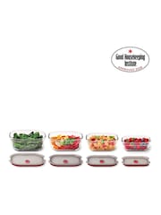 Black & Blum Set of 4 Grey Red Glass Stack and Nest Food Storage Boxes - Image 4 of 6