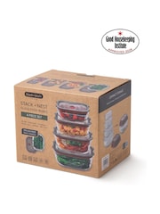 Black & Blum Set of 4 Grey Red Glass Stack and Nest Food Storage Boxes - Image 6 of 6