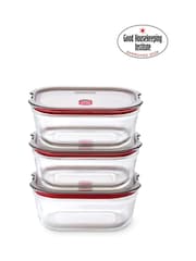 Black & Blum Set of 3 GreyRed 900ml Glass Stack and Nest Food Storage Boxes - Image 1 of 6